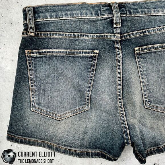 CURRENT ELLIOTT LEMONADE JEAN SHORTS SUN-FADED DENIM MINI SHORTS SIZE 24 / 0 NEW - Picture 8 of 13